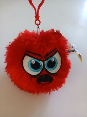 Vintage Red Fuzzy Emoji Ball Keychaing, Mochi Brand From Nitendon,Tree Available